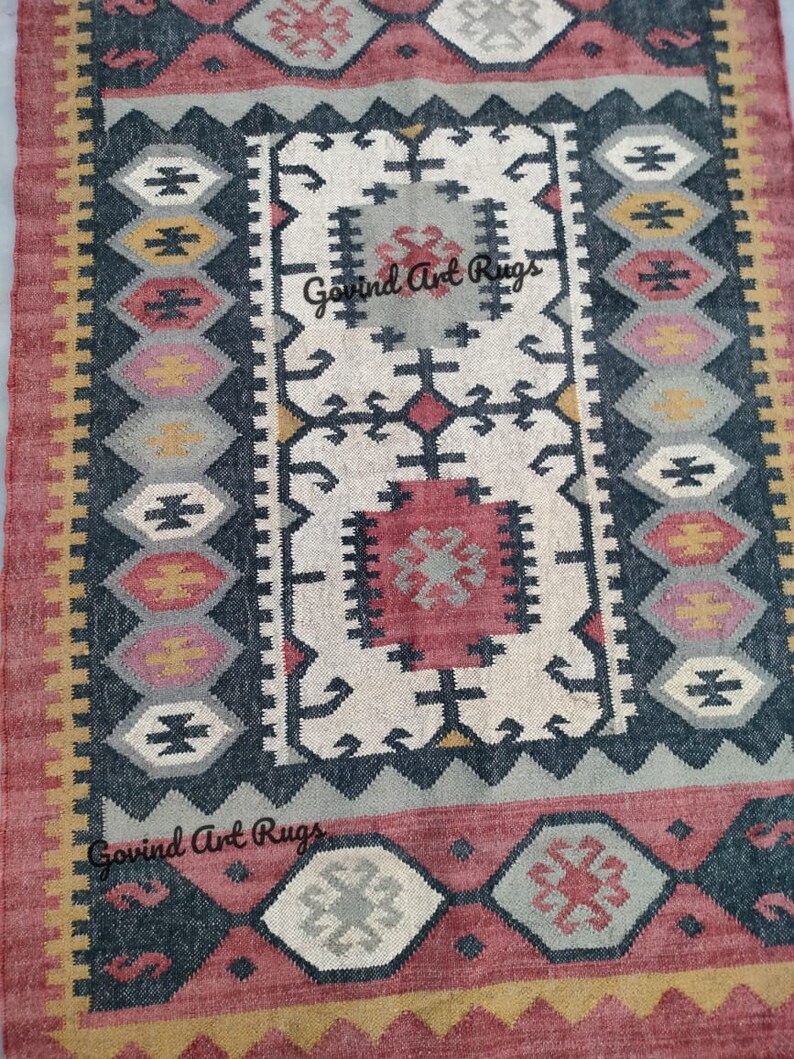 AREA RUGBOHO RUGKILIM RUGNAVAJO RUGSCANDINAVIAN RUGWOOL JUTE RUGwool rugHandmade RugDoormat rugWool Jute Kilim RugTurkish RugKilim Runner Rug5x7 Bohemian Rug