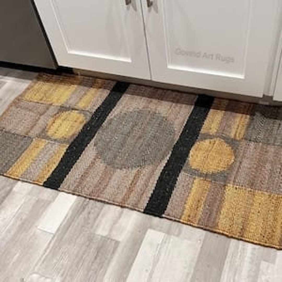 Kitchen Jute Rug, Handwoven Jute Runner Rug. Boho Jute Rug, Eco ...