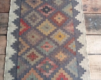 Handwoven Wool Jute Kilim Rug, Bohemian Rug, Vintage Jute Area Rug, Multicolored Rug, Large Bedroom Size Rug, Custom Size Eug