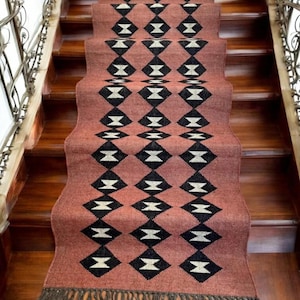 Handmade Kilim Runner Rug For stair Decor/ Handwoven Wool And Jute Runner,Bohemian Rug, Vintage Kilim Rug, Custom Kilim Runner, 2.6X22 Ft