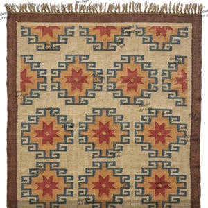 8x10 ft. Handmade Wool Jute Kilim Rug, Handwoven Wool Jute Rug, Kilim Jute Rug, Flatweave Rug, Bohemian Rug, Indian Multicolor Dhurrie Rug