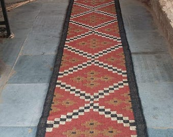 Handmade Kilim Runner Rug For Home Decor/ Handwoven Wool And Jute Runner,Bohemian Rug, Vintage Kilim Rug, Custom Kilim Runner,2x24 Ft