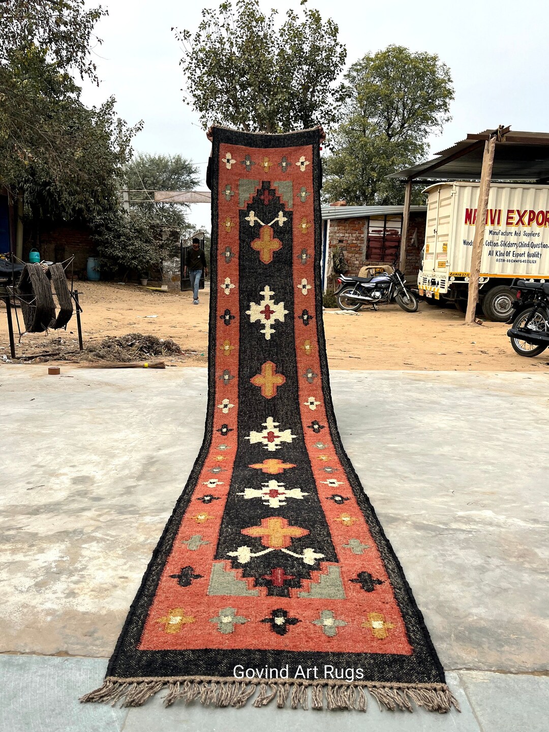 Indian Kilim Runner, Boho Home Decor, Wool Jute Runner, Handmade Rug ...