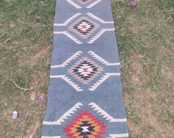 White And Black Kilim Hallway Runner, Wool Jute Runner, Custom Size Runner, Handmade Kilim Runner Rug, Vintage Kilim Runner, 2.6x20, 3x20 Ft