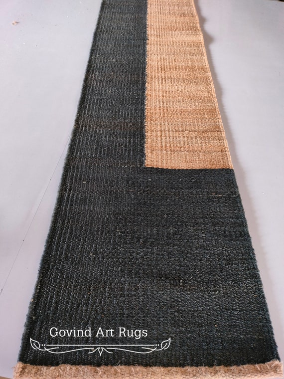 handmade natural and black  jute rugs-large area jute rugs-black jute rugs-cross jute rugs-hemp jute rugs-rugs for jute runner