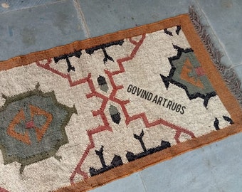 Handmade KILIM Rug, Multicolor; Jute Rug wool rug Kilim Dhurrie; traditional , Custom Runner,2.5x22,2.5x26,2.5x30 Feet.runner