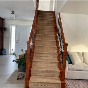 Stair Hemp Runner Handmade Natural Jute Runner | Self Fit Stair Decor Runner | Hallway \ Kitchen \ Indoor \ Outdoor Runer, Indian Jute Rug