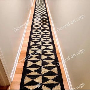 Hallway\Stair Decor Hemp Runner, Handmade Natural Jute Runner, Boho Area Rug, 2X25 Ft Hemp Jute Runner, Custom Size Runner