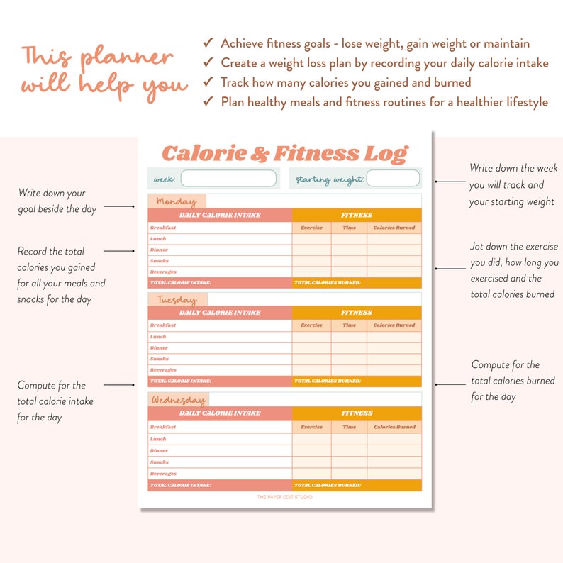 Fitness Planner Printable Health Planner Printable Workout Etsy