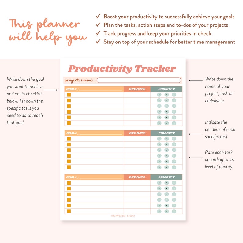 Productivity Planner Printable, Daily Productivity Planner, Printable ...