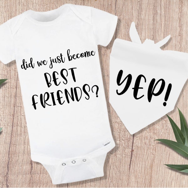 Best Friends Baby Bodysuit and Dog Bandana, BABY and DOG matching outfit,, Baby Onesie® Funny, New Baby Gift, Baby Shower Gift, Dog Mom Gif