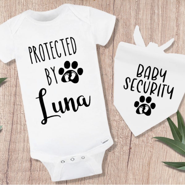 Baby Security Dog Baby Matching Outfit, Custom Dog Onesie, Personalized Baby Onesie, Baby Dog Matching Set, Baby Shower Gift, New Mom Gift