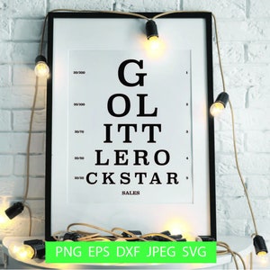Go Little Rock star / Pope è una rock star Song Eye Chart SVG, Vision Test, Sales Vintage Wall Sign, Cricut File, Digital Download
