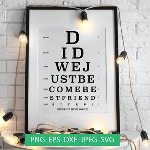 Zijn we gewoon beste vrienden geworden? Ja! Eye Chart SVG, Vision Test, Step Brothers Movie Vintage Wall Sign, Cricut-bestand, Digitale download