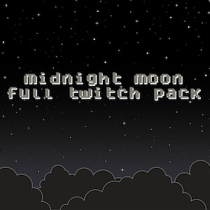 Midnight Moon Complete Twitch Stream Overlay Pack Animated Stream Bundle Stream Overlays Alerts Panels Stars Night Sky Celestial image 2