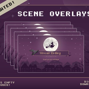 Animiertes Twitch Screen Pack| Hexe der Nacht | 5 Stream Bildschirme + Bonus | BRB, Vielen Dank für das Beobachten, aktuell offline, beginnend in Kürze| Mond