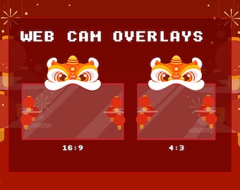 Webcam Borders For Twitch x 2 | Cam borders | Twitch Streaming | Streaming Webcam Border Frame | Web cam overlays | Chinese New Year | Lion