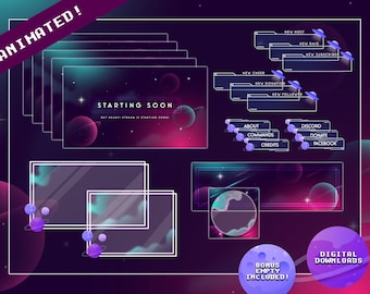 Supernova Galaxy Complete Twitch Stream Overlay Pack Animated | Overlays |Alerts | Panels| Planets | Solar | Stars  |UFO | Orbit | Colourful