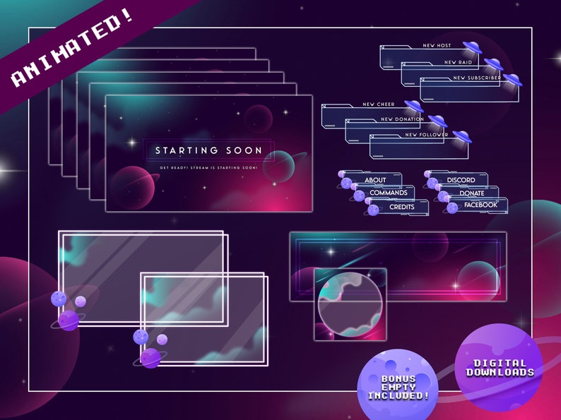 Supernova Galaxy Complete Twitch Stream Overlay Pack Animated ...