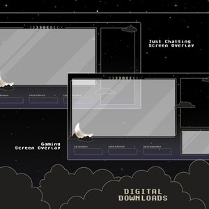 Midnight Moon Complete Twitch Stream Overlay Pack Animated Stream Bundle Stream Overlays Alerts Panels Stars Night Sky Celestial image 4