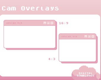 Webcam Borders For Twitch x 2 | Cam borders | Twitch Streaming | Pastel Pink | Classic | Streaming Webcam Border Frame| Web cam overlays |