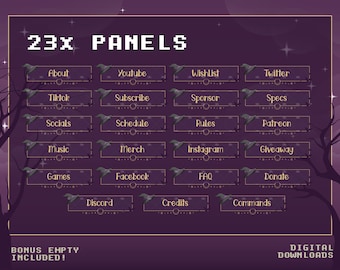 Twitch Panels x 23 Witch Hat + Empty| |Twitch Profile Panels | Aesthetic | Purple | Pretty | Spooky | Night