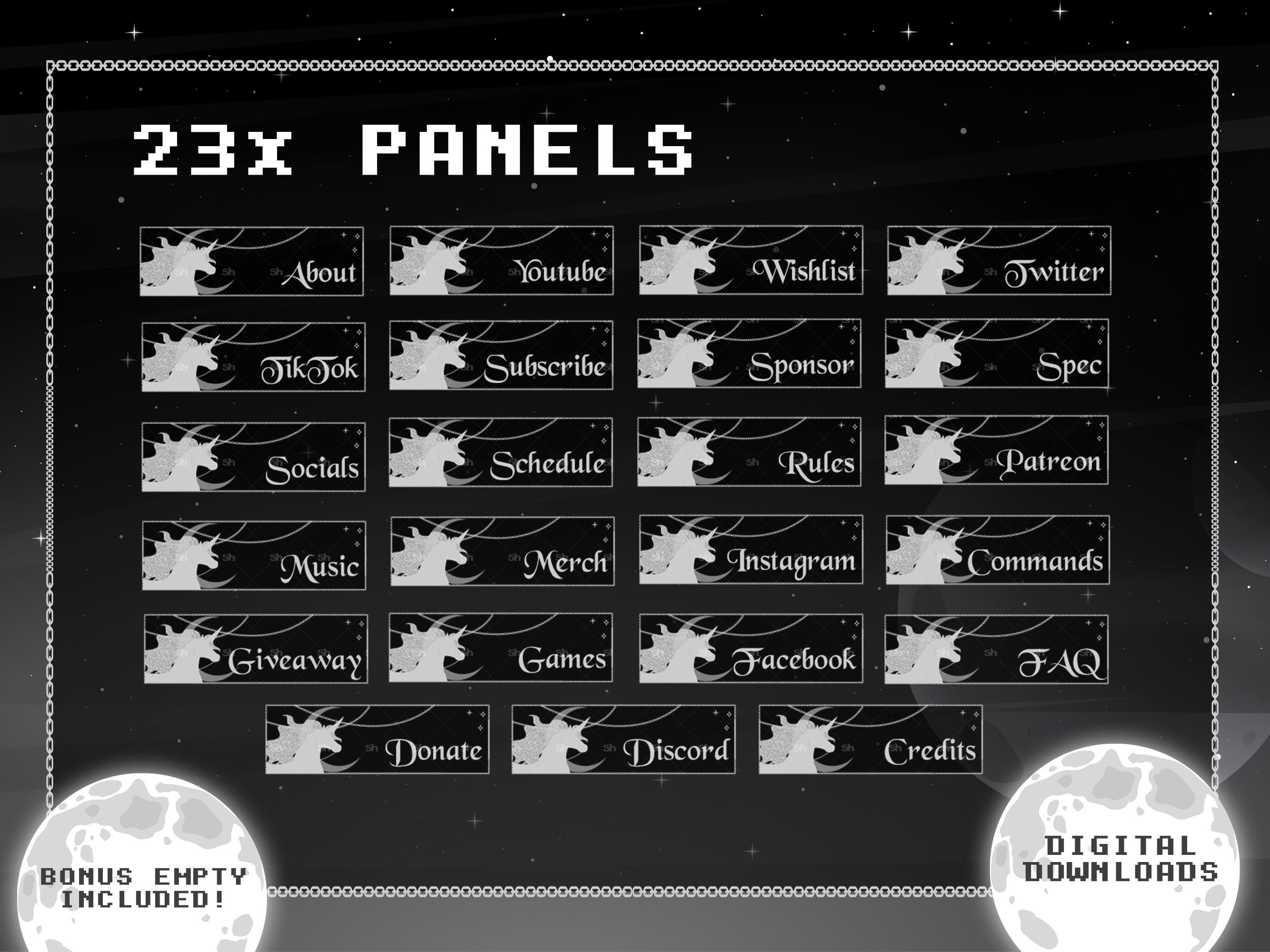 Twitch Panels X 23 Mystical Unicorn + Empty| |twitch Profile Panels ...
