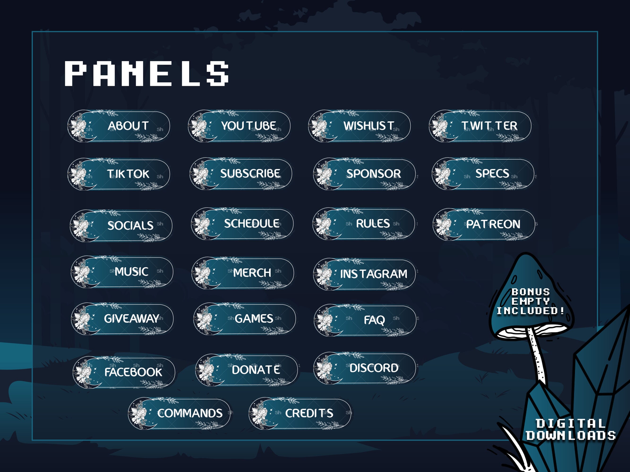 Dark Enchanted Half Moon Twitch Panels X 23 +empty| |twitch Profile ...