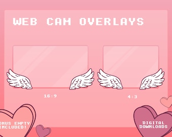 Webcam Borders For Twitch x 2 | Cam borders | Twitch Streaming | Streaming Webcam Border Frame | Web cam overlays | Angel Wings | Valentines