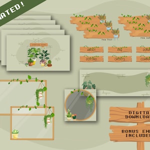 Plant Lovers Complete Twitch Stream Overlay Pack Animated |Stream Bundle| Stream Overlays |Alerts| Panels| Botanical | Greenery | Garden |