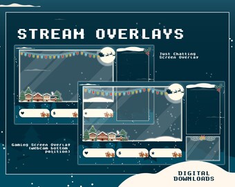 Cozy Winter Christmas Stream Overlays Twitch  x 4  | Gaming Overlays | Just Chatting | Game + Cam Bottom | Game + Cam Top |Full Screen Game