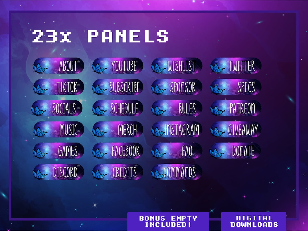 Twitch Panels X 23 Butterfly Galaxy + Empty | |twitch Profile Panels ...