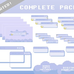 CUSTOMISABLE Pastel Blue Clouds Complete Twitch Stream Overlay Pack Animated |Stream Bundle| Stream Overlays |Alerts| Panels| Cute | Clouds