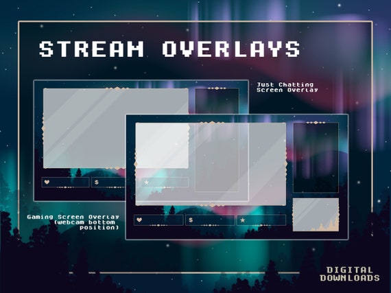 4 X Twitch Streaming Overlays Northern Lights Gaming 