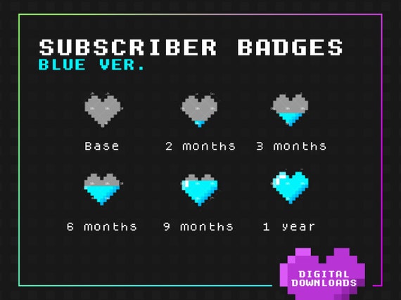 Hart Six Xxx Video - Sub / Bit Badges for Twitch or Youtube X 6 Blue Heart - Etsy