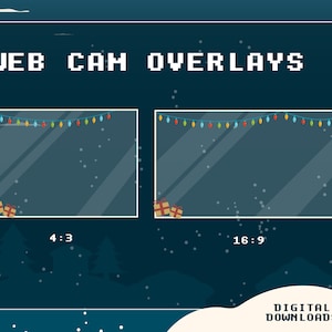 Christmas Webcam Borders For Twitch x 2 | Cam borders | Twitch Streaming | Streaming Webcam Border Frame| Web cam overlays| Christmas Lights