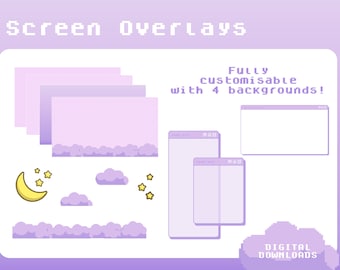 Customisable Twitch Streaming Overlays | Pastel Purple | Gaming Overlays | Just Chatting | Game + Cam Bottom | Premade | Design your own