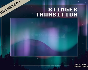 Animated Northern Lights Twitch Stinger Transition | Stream Transition| Scene/ Phase Change|Aurora| Stars |Sky| Horizontal Slide| Overlay