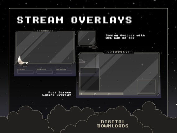 X Twitch Streaming Overlays Midnight Moon Theme Gaming