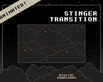 Animated Dark Cloud Twitch Stinger Transition | Stream Transition| Scene/ Phase Change| Midnight Moon| Stars |Sky| Horizontal Slide| Overlay