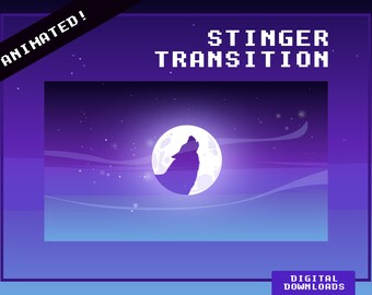 Full Moon Wolf Animated Twitch Stinger Transition | Stream Transition| Scene/ Phase Change| Howling Wolf | Stars |Sky| Mystical | Overlay