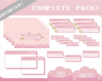 CUSTOMISABLE Pastel Pink Clouds Complete Twitch Stream Overlay Pack Animated |Stream Bundle| Stream Overlays |Alerts| Panels| Cute | Clouds