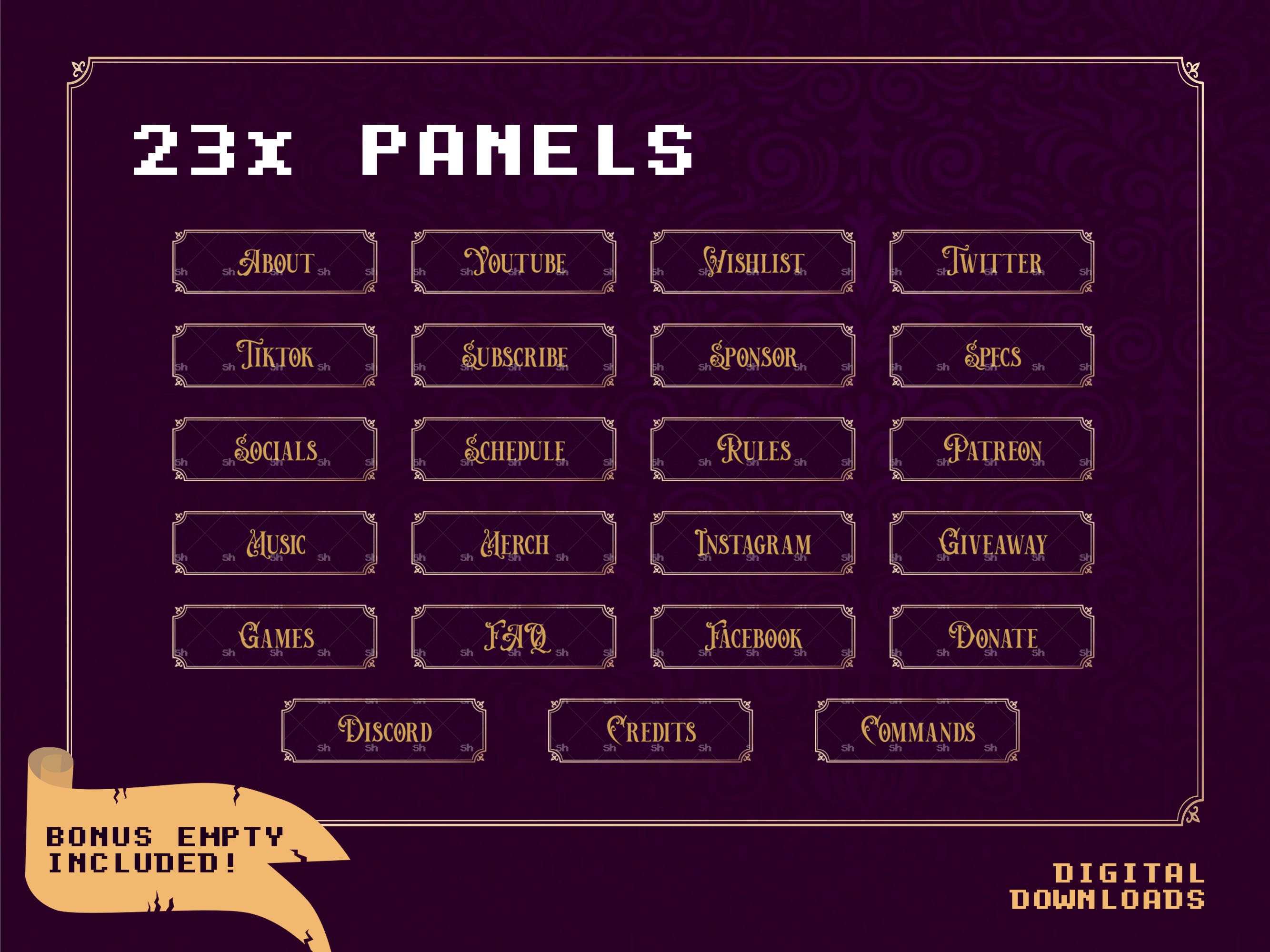 Twitch Panels X 23 + Empty| |twitch Profile Panels | Aesthetic | Purple ...