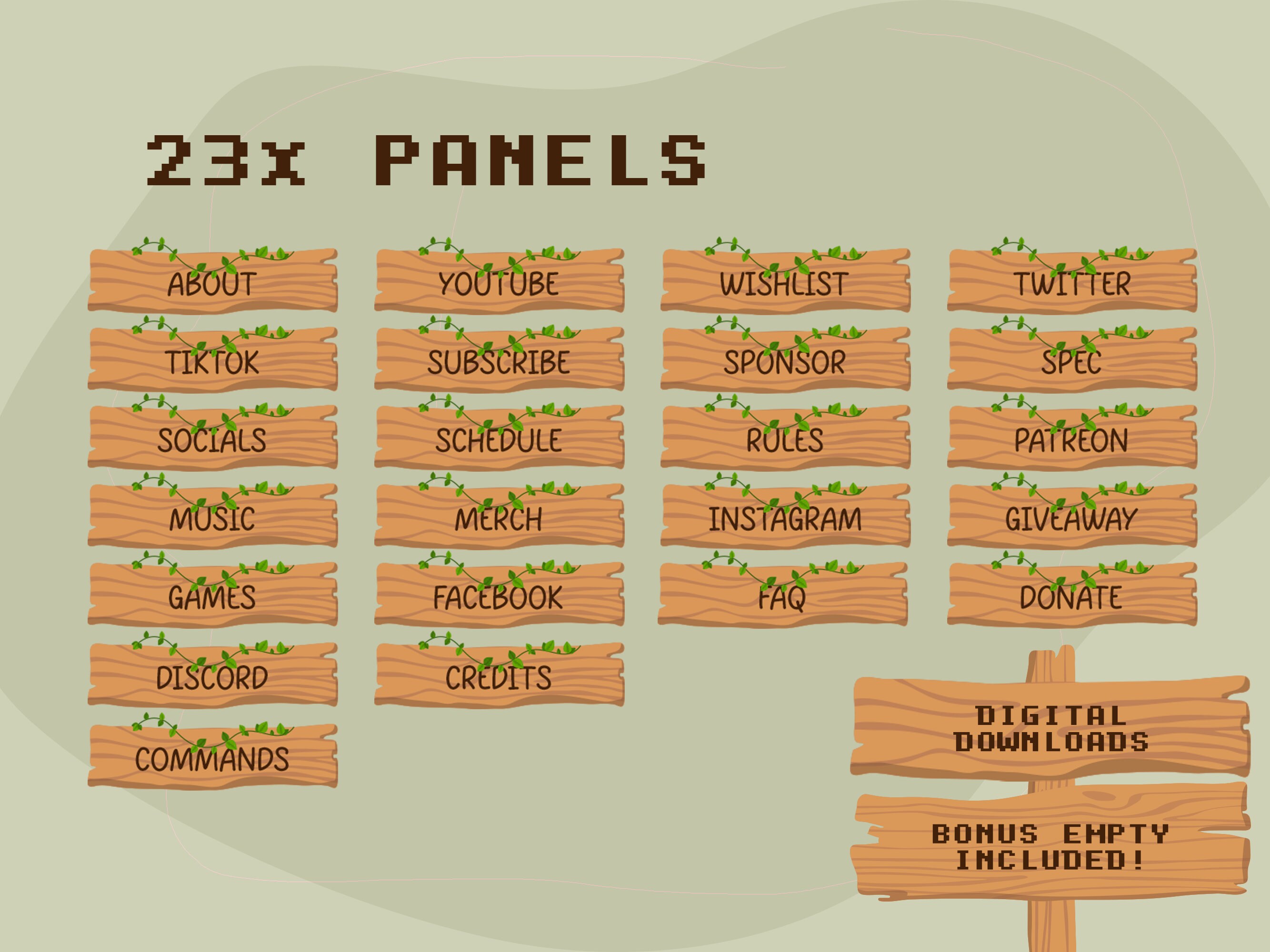 Twitch Panels X 23 Wooden Panels + Empty| |twitch Profile Panels ...