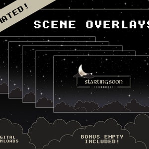 Animiertes Twitch Screen Pack | Midnight Moon Theme| 5 Stream Screens + Bonus Screen| BRB,Danke für&#39;s Zuschauen, Derzeit Offline