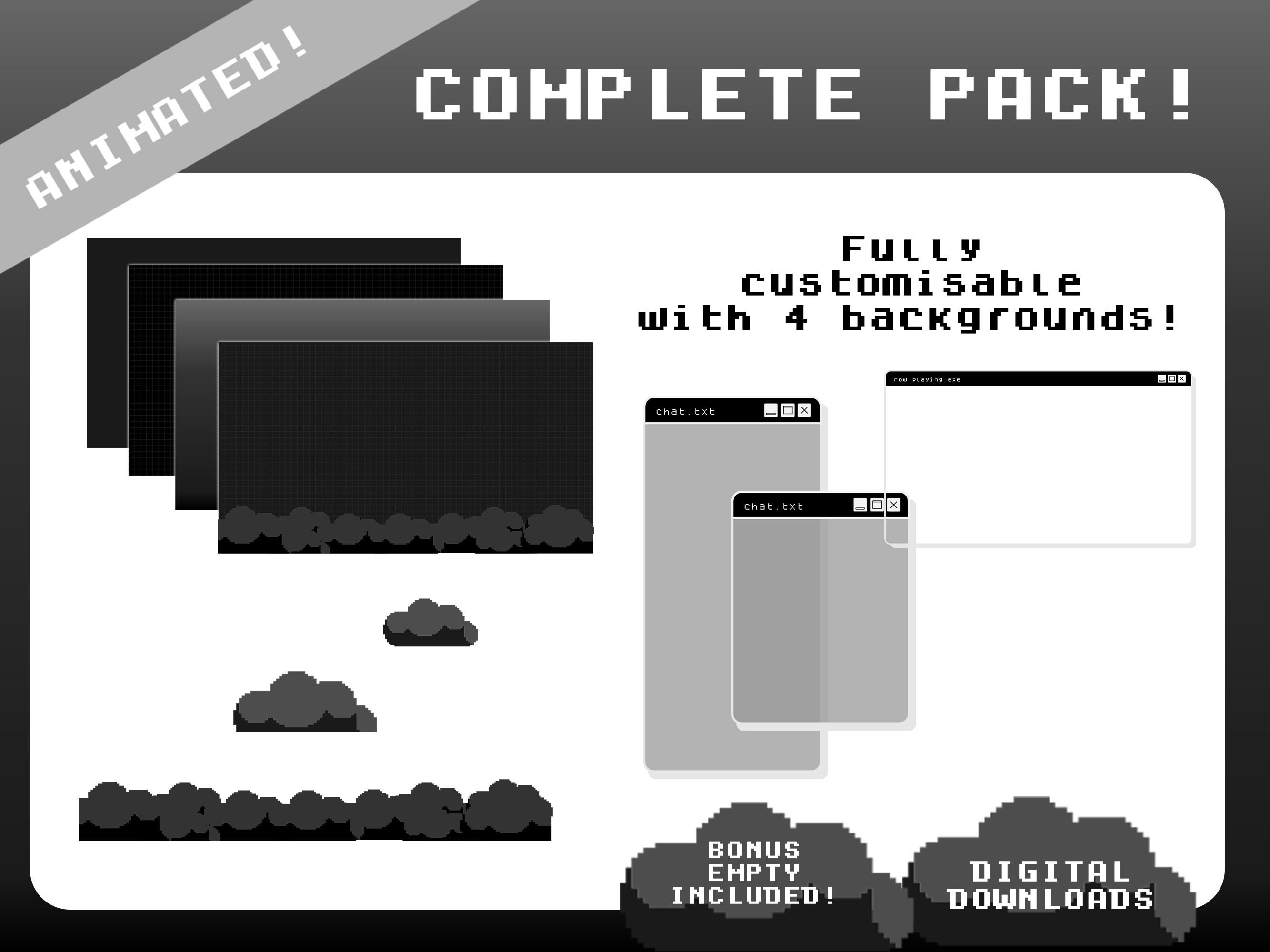 CUSTOMISABLE Black Clouds Dark Mode Twitch Stream Overlay Full Pack ...