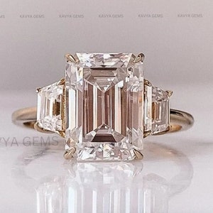 9 TCW Emerald Cut Colorless Moissanite Engagement Ring Wedding Ring Solitaire Ring Anniversary Gift Promise Ring for Women by kavya gems