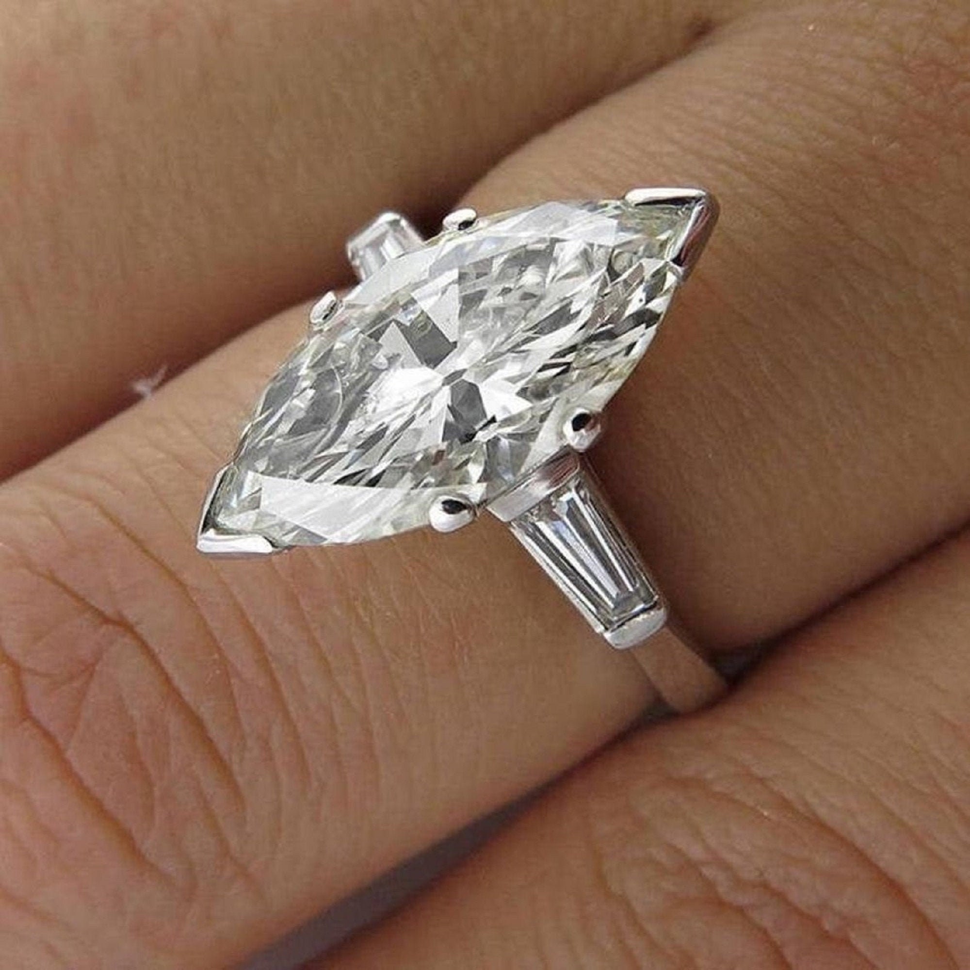 2 Carat Marquise Cut Colorless Moissanite Solitaire Three Etsy 2 Carat Marquise Cut Colorless Moissanite Solitaire Three Etsy