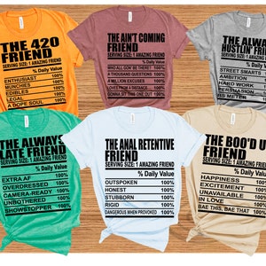 Freund Ernährung Facts T-Shirt - Passendes Freunde Crew Shirt - Lustiges Bestie Tee