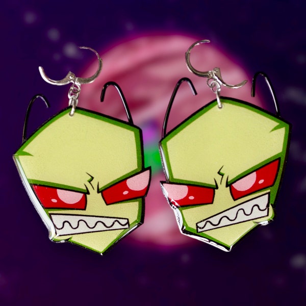 Invader Zim-Inspired Resin Statement Earrings